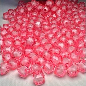 100 8mm Pink Crystal Cut Square Acrylic Beads Jewelry Making DIY Crafting Lot
